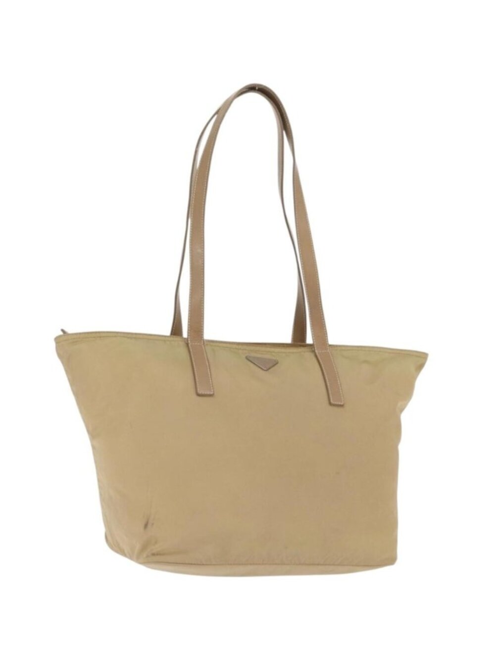 PRADA Tote Bag Nylon Beige Silver